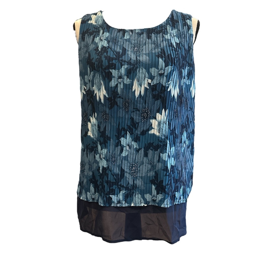 New DG2 by Diane Gilman Mixed-Media Easy Tank Navy Floral Size M